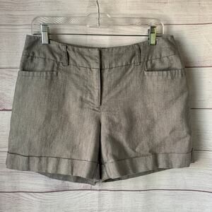 Apt. 9 Metallic Silver Gray Shorts Linen Blend Cuffed Hem Size 8
